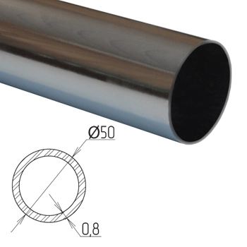 Труба d=50мм х 3 м х 0,8 мм сталь хром